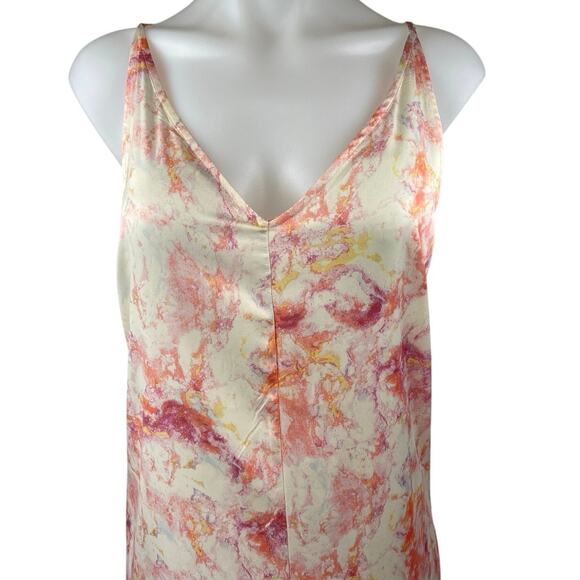 Stars Above Multicolor Silky Satin Marble Print 2Pc Sleepwear Robe Set Size M - Picture 4 of 7